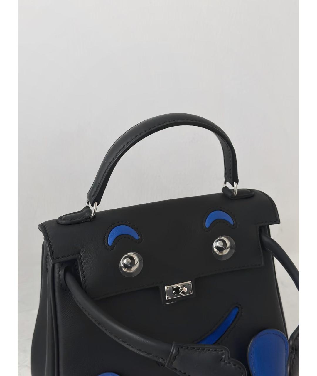 HERMES Черная кожаная сумка с короткими ручками, фото 3