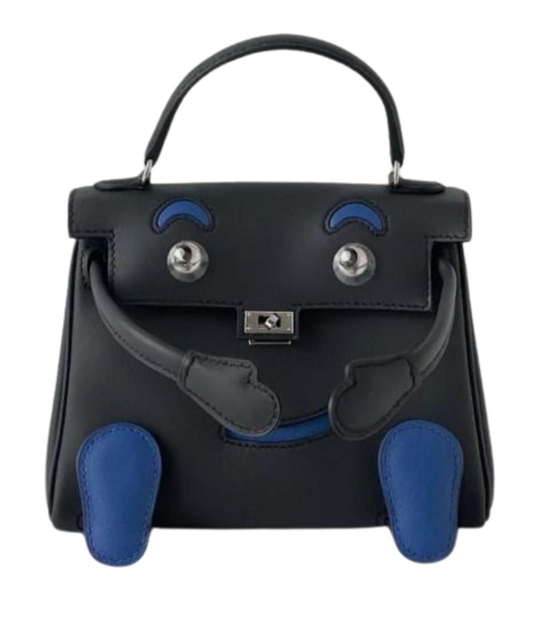 HERMES Черная кожаная сумка с короткими ручками, фото 1