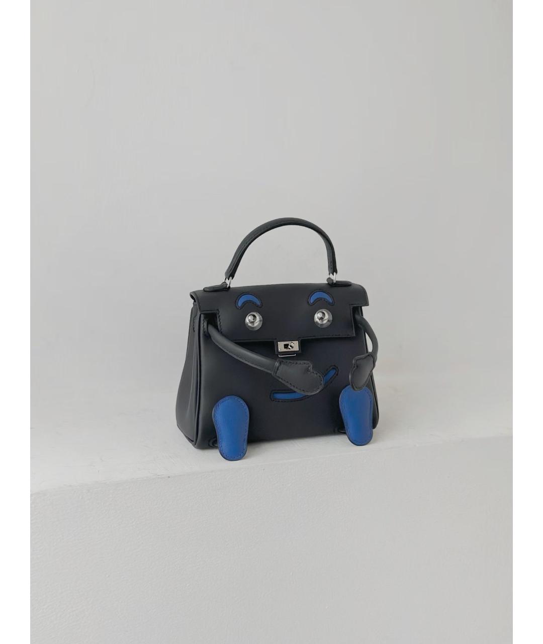 HERMES Черная кожаная сумка с короткими ручками, фото 2