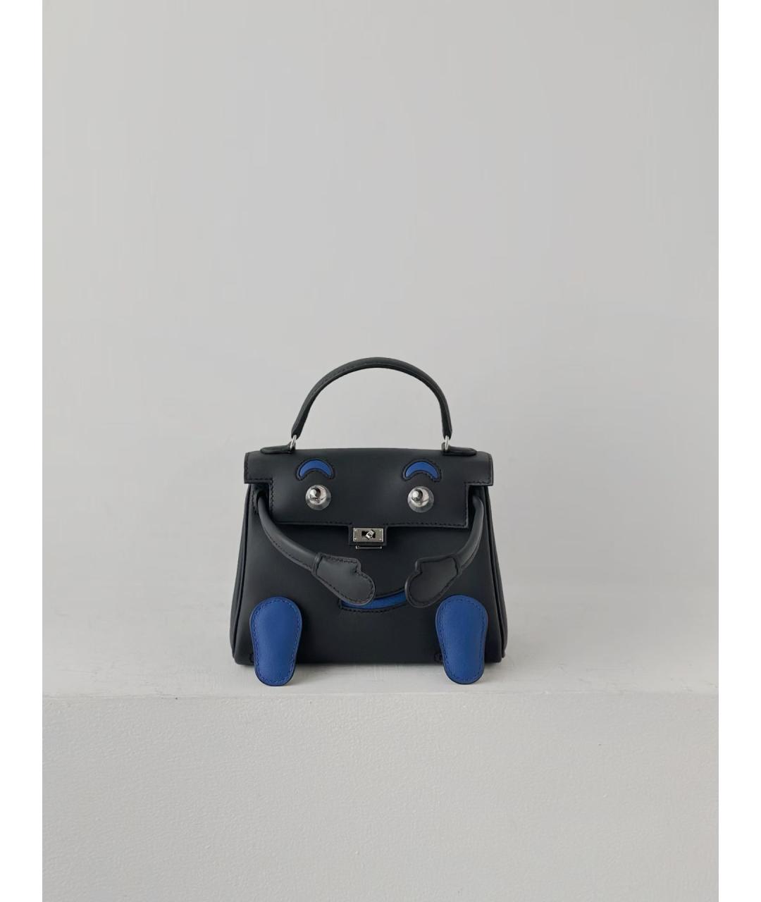 HERMES Черная кожаная сумка с короткими ручками, фото 4