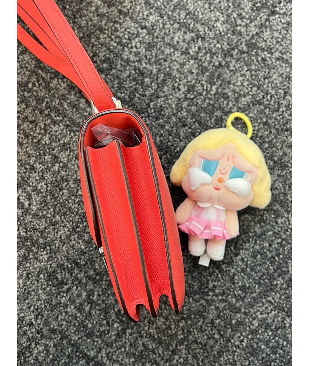 HERMES Коралловая кожаная сумка через плечо, фото 3