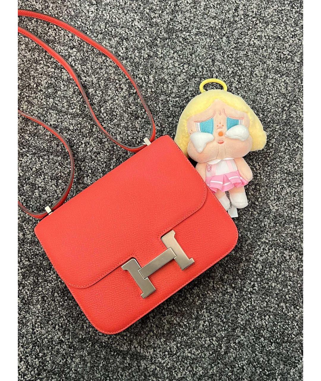 HERMES Коралловая кожаная сумка через плечо, фото 7
