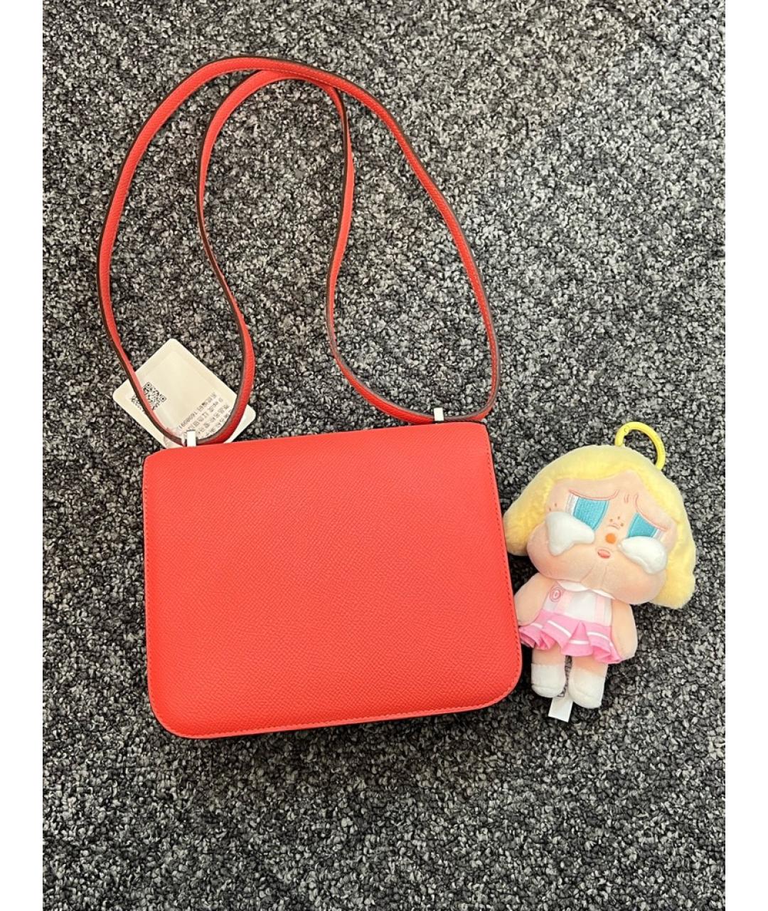 HERMES Коралловая кожаная сумка через плечо, фото 2