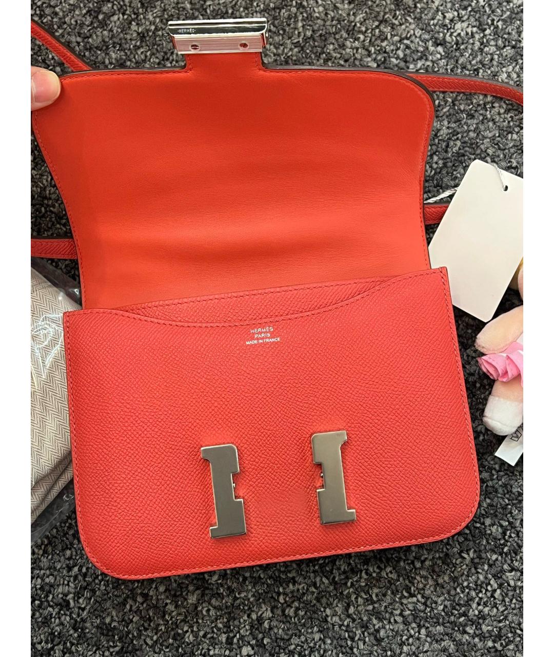 HERMES Коралловая кожаная сумка через плечо, фото 6