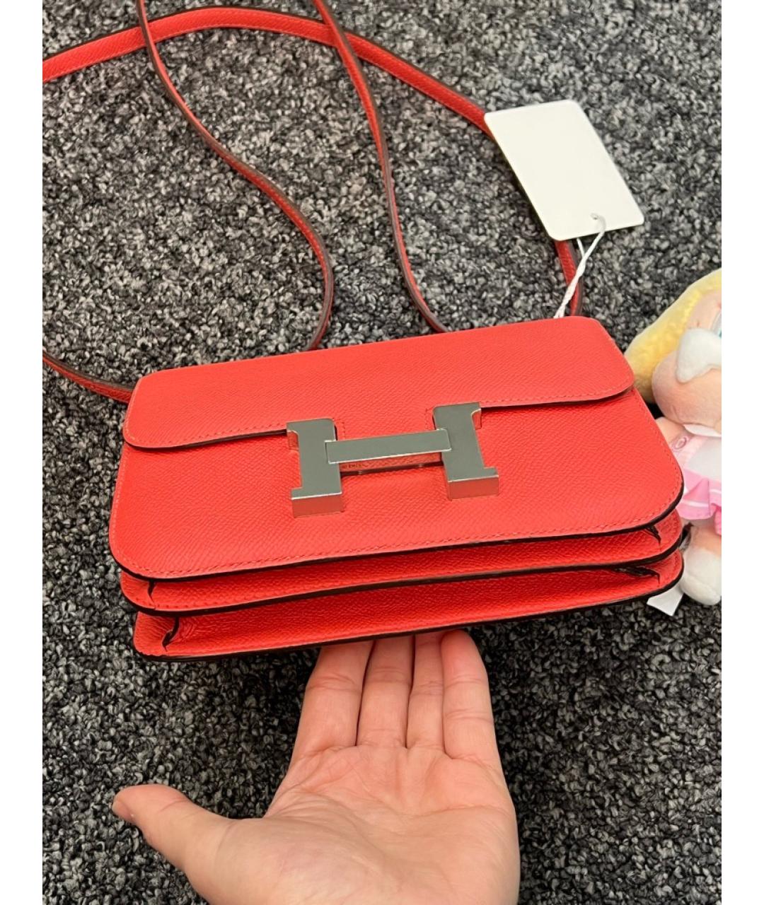 HERMES Коралловая кожаная сумка через плечо, фото 5