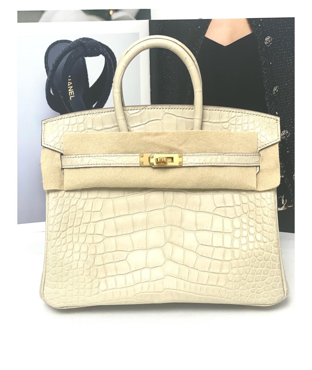 HERMES Белая сумка с короткими ручками из экзотической кожи, фото 2