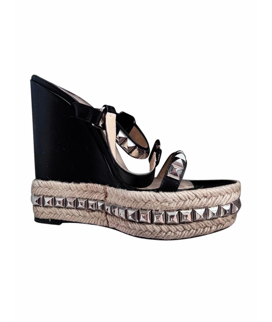 CHRISTIAN LOUBOUTIN Черные кожаные босоножки, фото 1