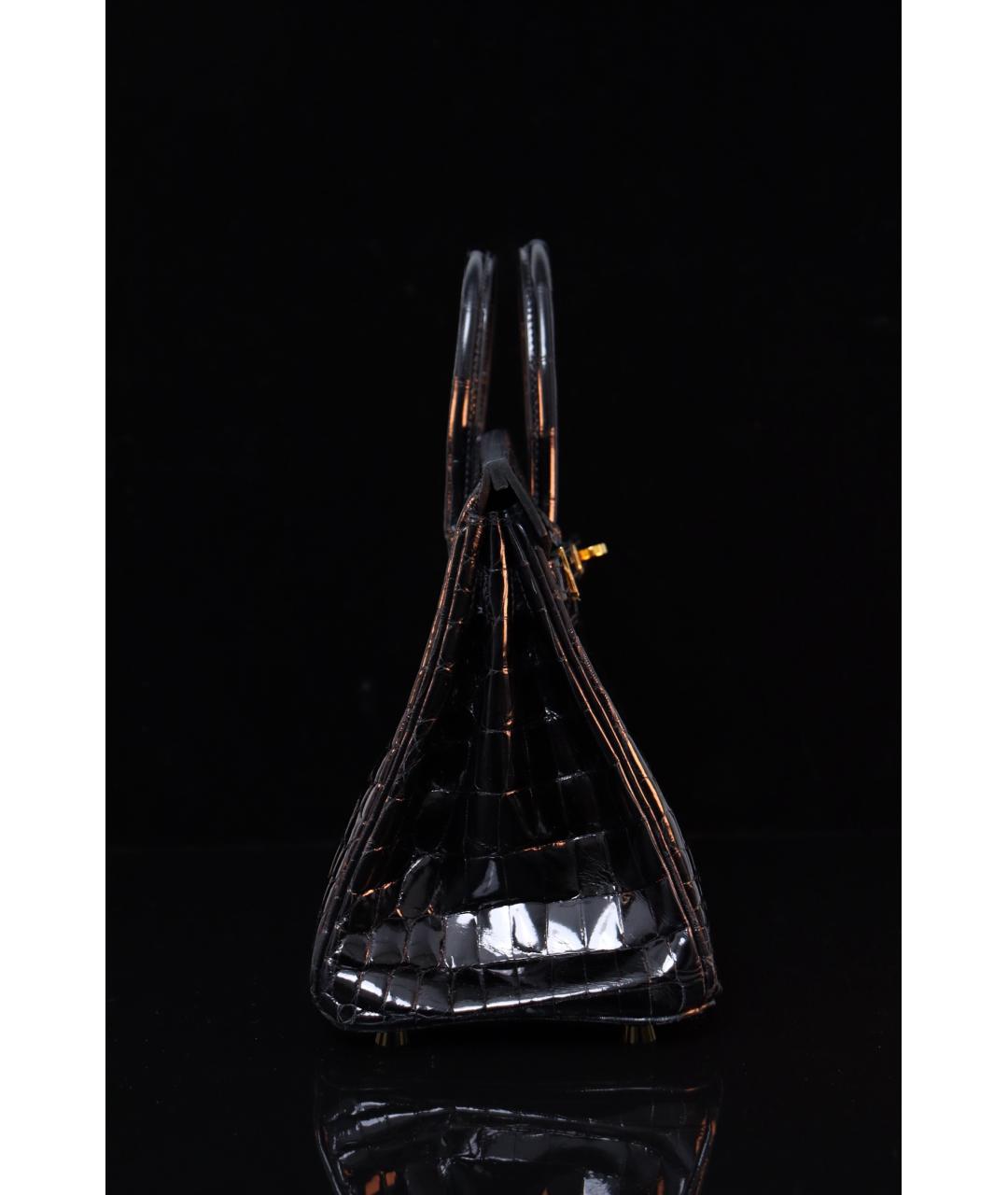 HERMES Черная сумка с короткими ручками из лакированной кожи, фото 4