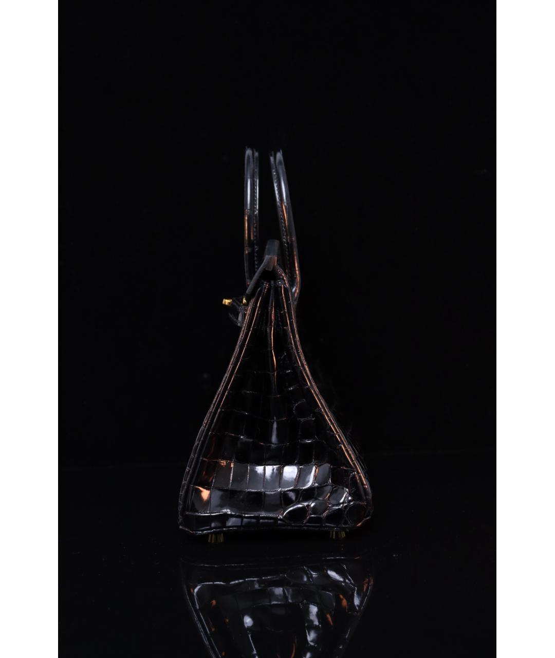 HERMES Черная сумка с короткими ручками из лакированной кожи, фото 3