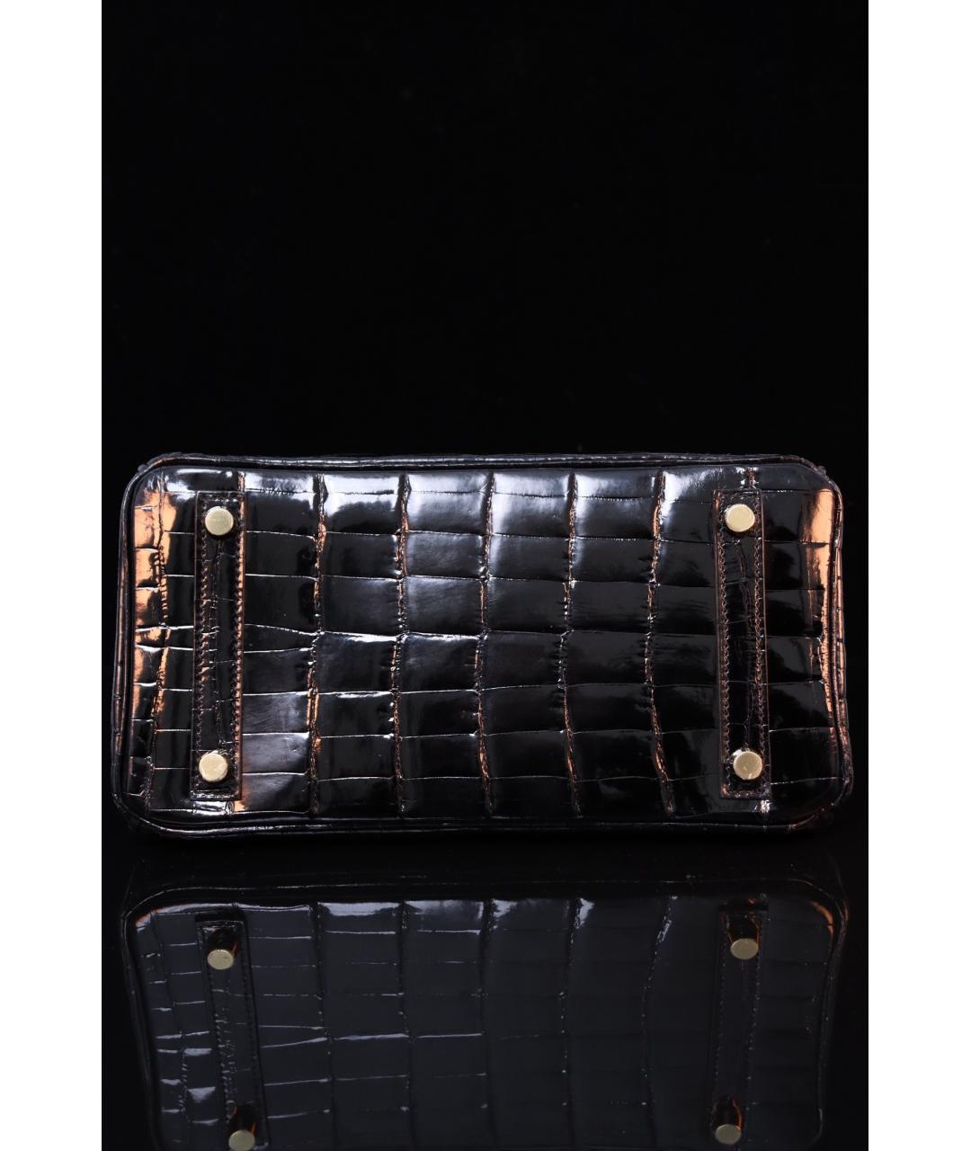 HERMES Черная сумка с короткими ручками из лакированной кожи, фото 5