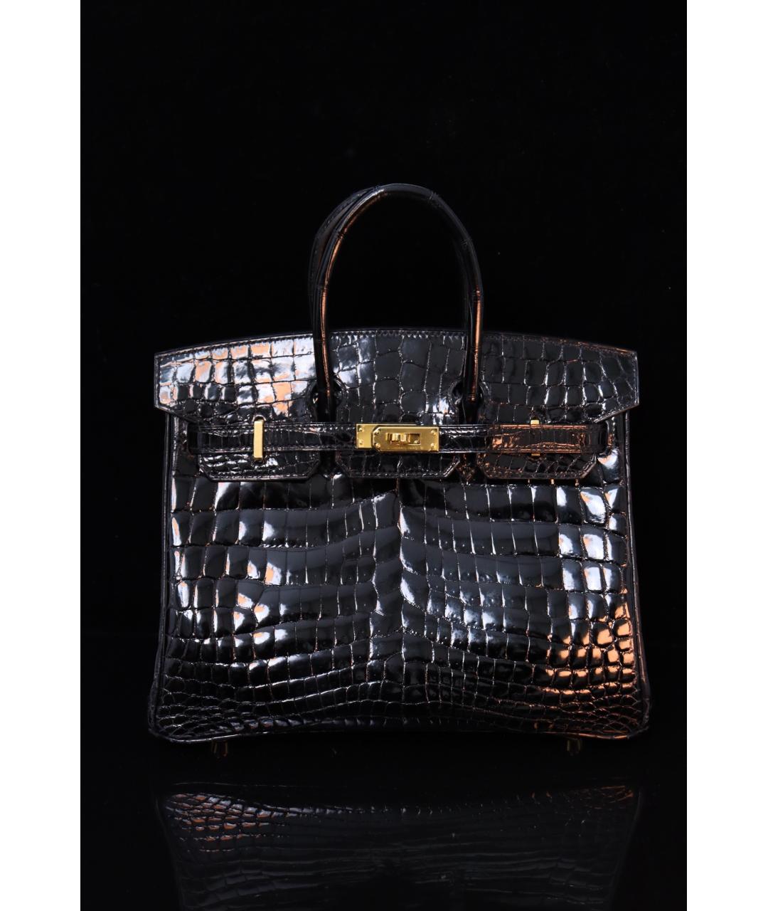 HERMES Черная сумка с короткими ручками из лакированной кожи, фото 6