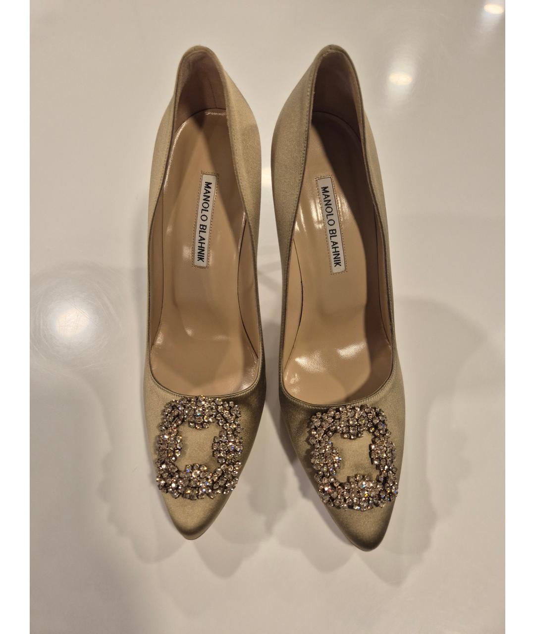 MANOLO BLAHNIK Зеленые текстильные туфли, фото 3