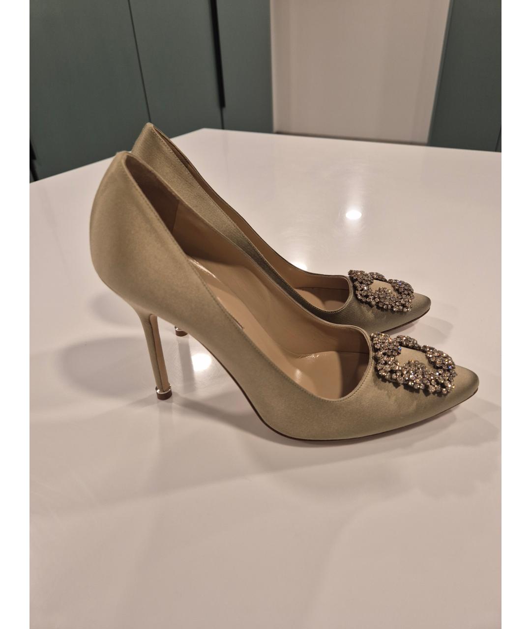 MANOLO BLAHNIK Зеленые текстильные туфли, фото 6
