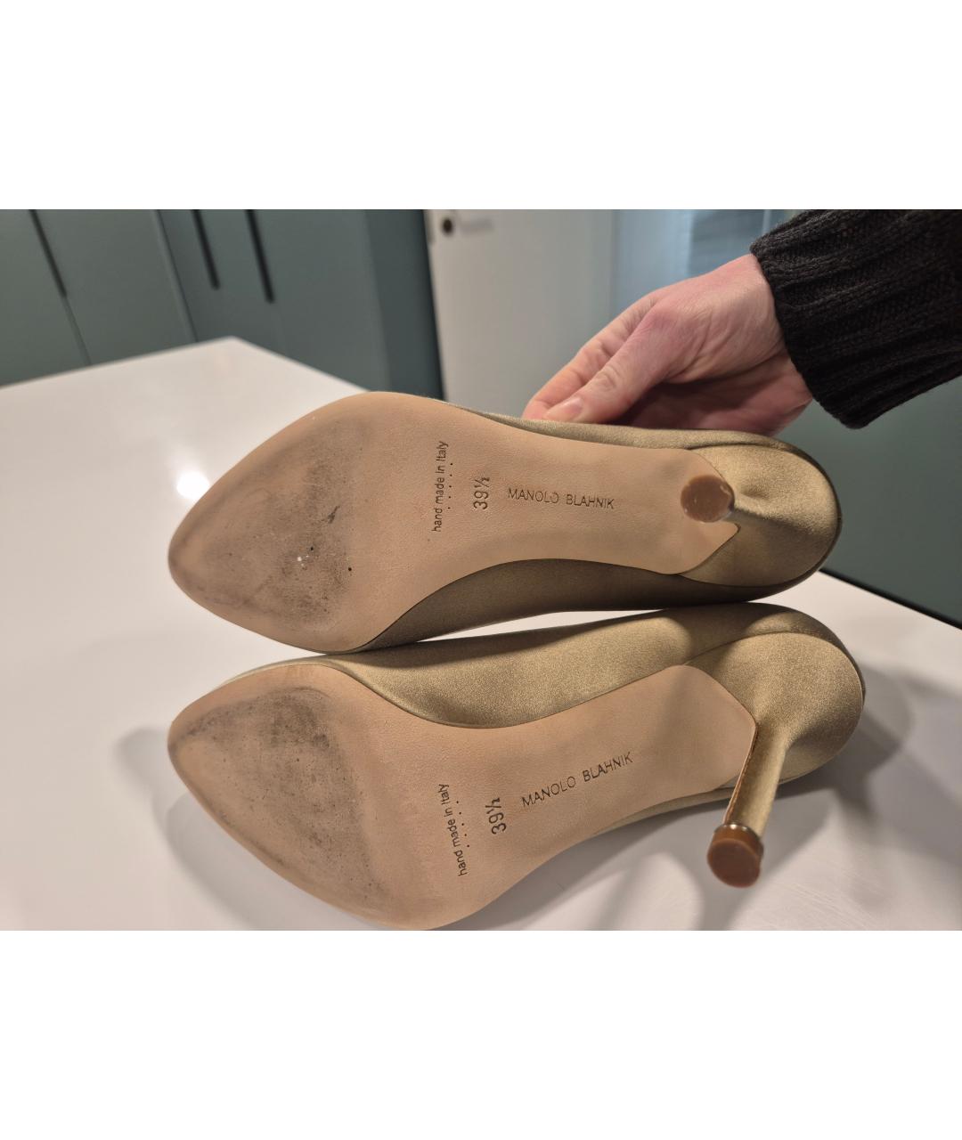 MANOLO BLAHNIK Зеленые текстильные туфли, фото 5