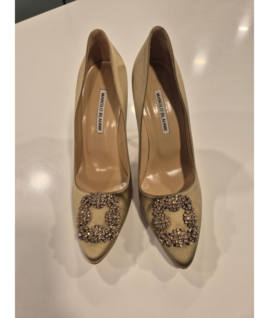 MANOLO BLAHNIK Зеленые текстильные туфли, фото 2