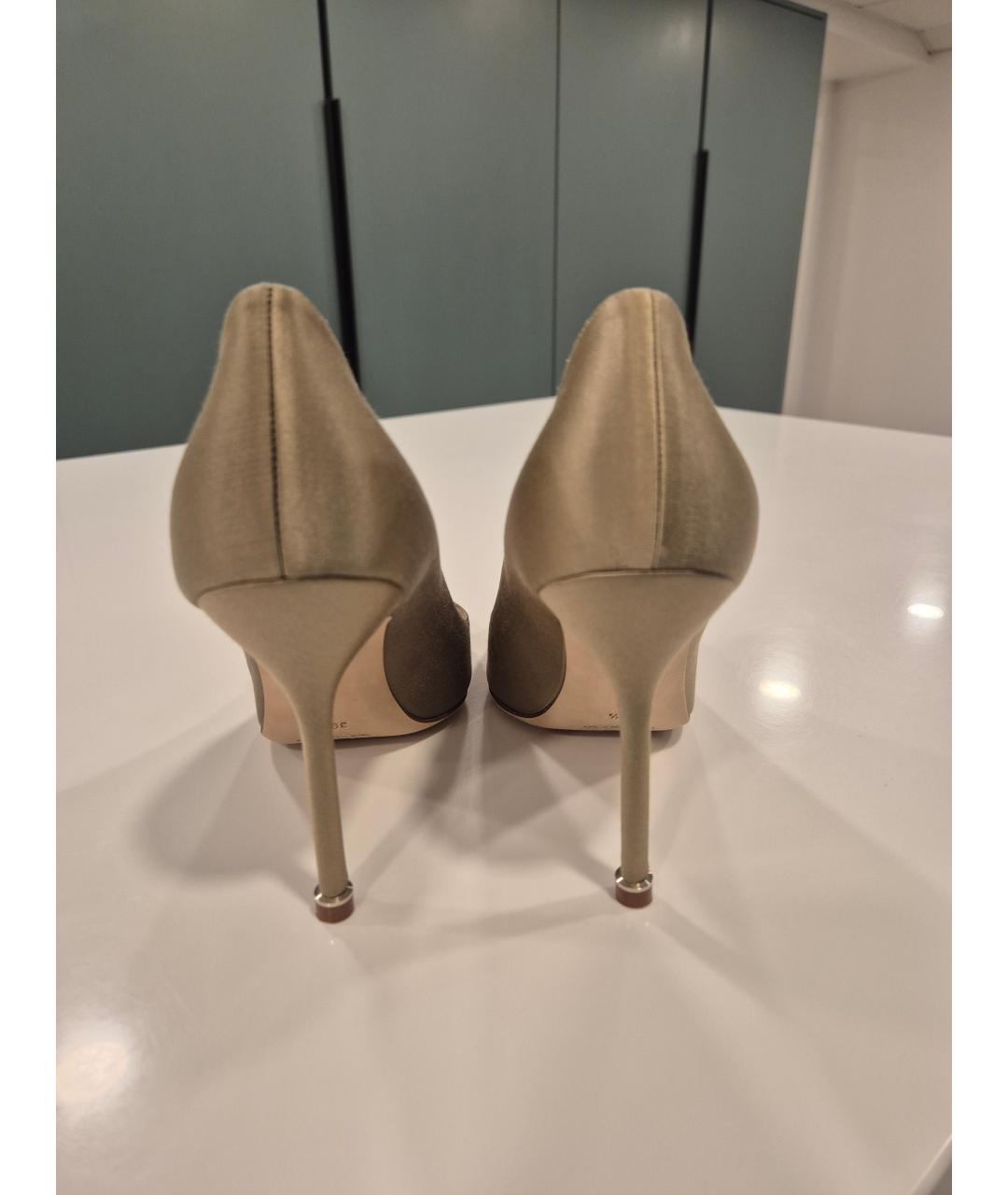 MANOLO BLAHNIK Зеленые текстильные туфли, фото 4
