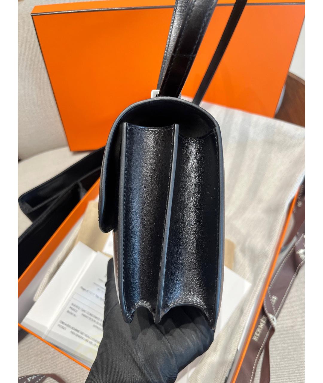 HERMES Черная кожаная сумка через плечо, фото 3