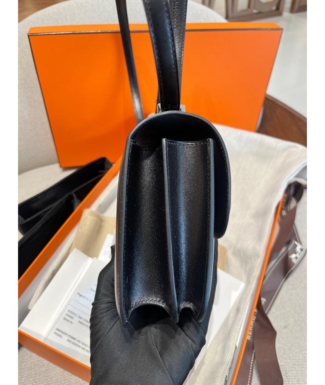 HERMES Черная кожаная сумка через плечо, фото 4