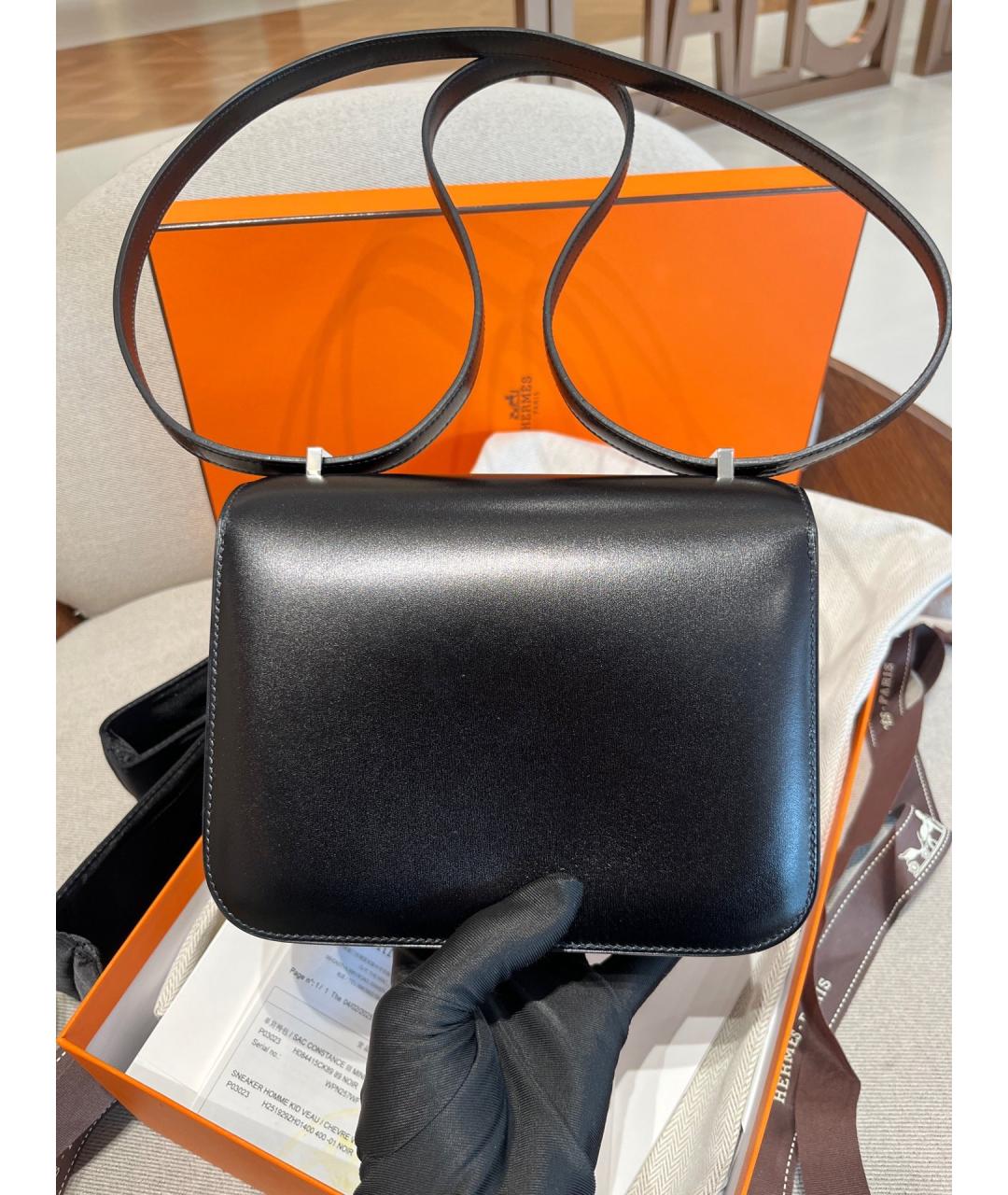HERMES Черная кожаная сумка через плечо, фото 5