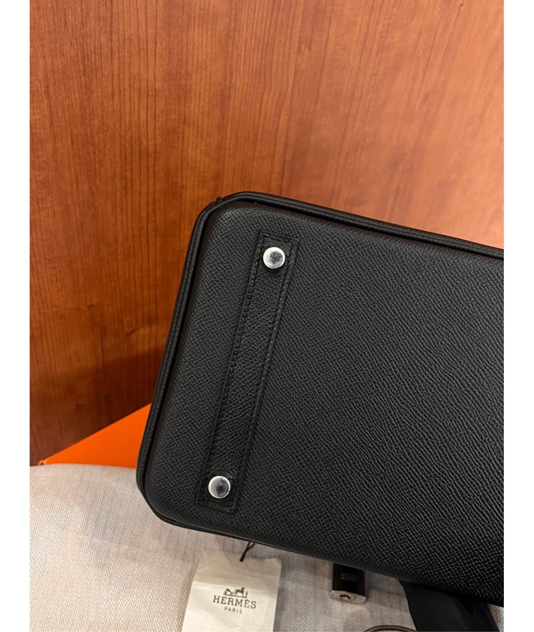HERMES Черная кожаная сумка с короткими ручками, фото 5