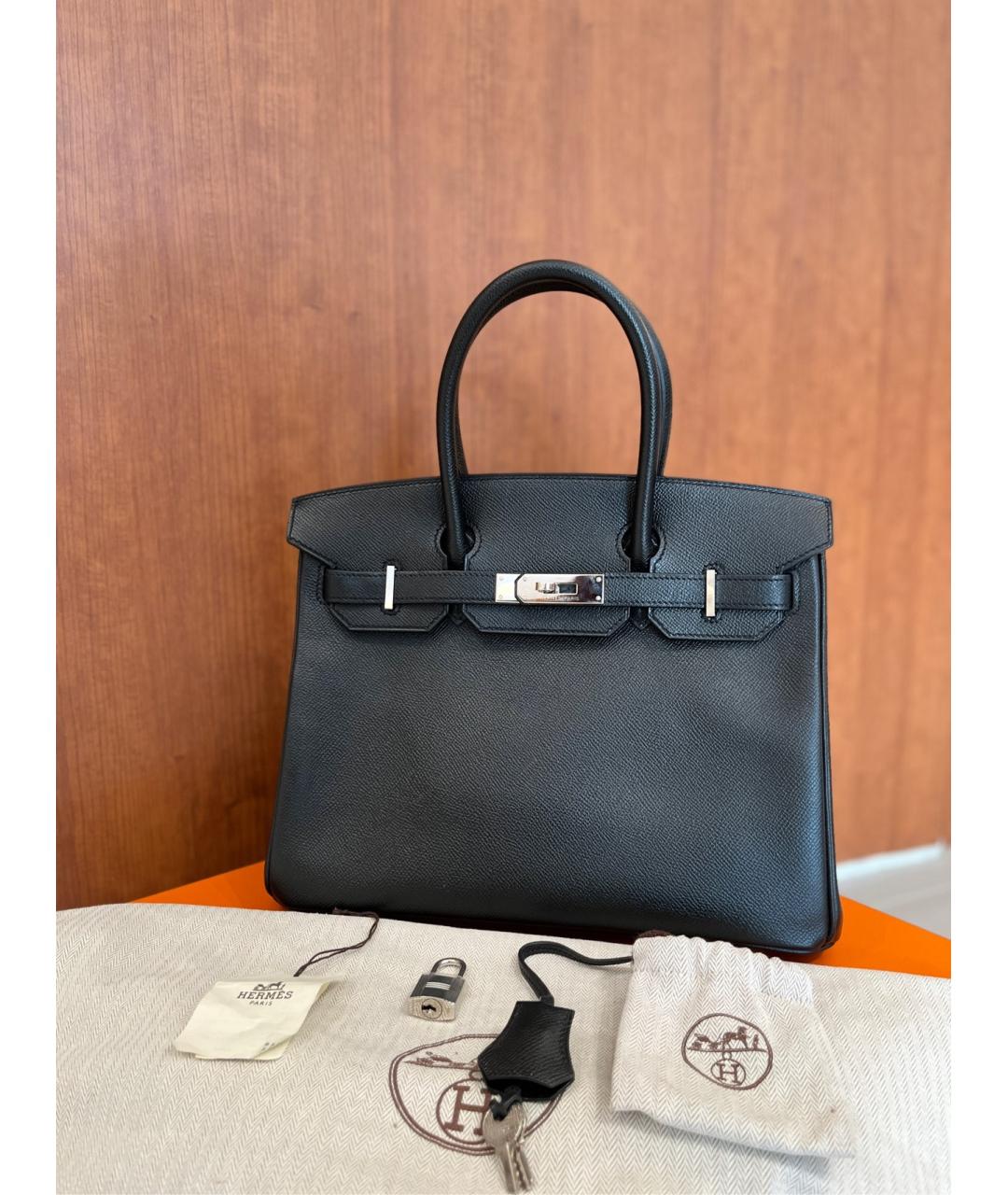 HERMES Черная кожаная сумка с короткими ручками, фото 8