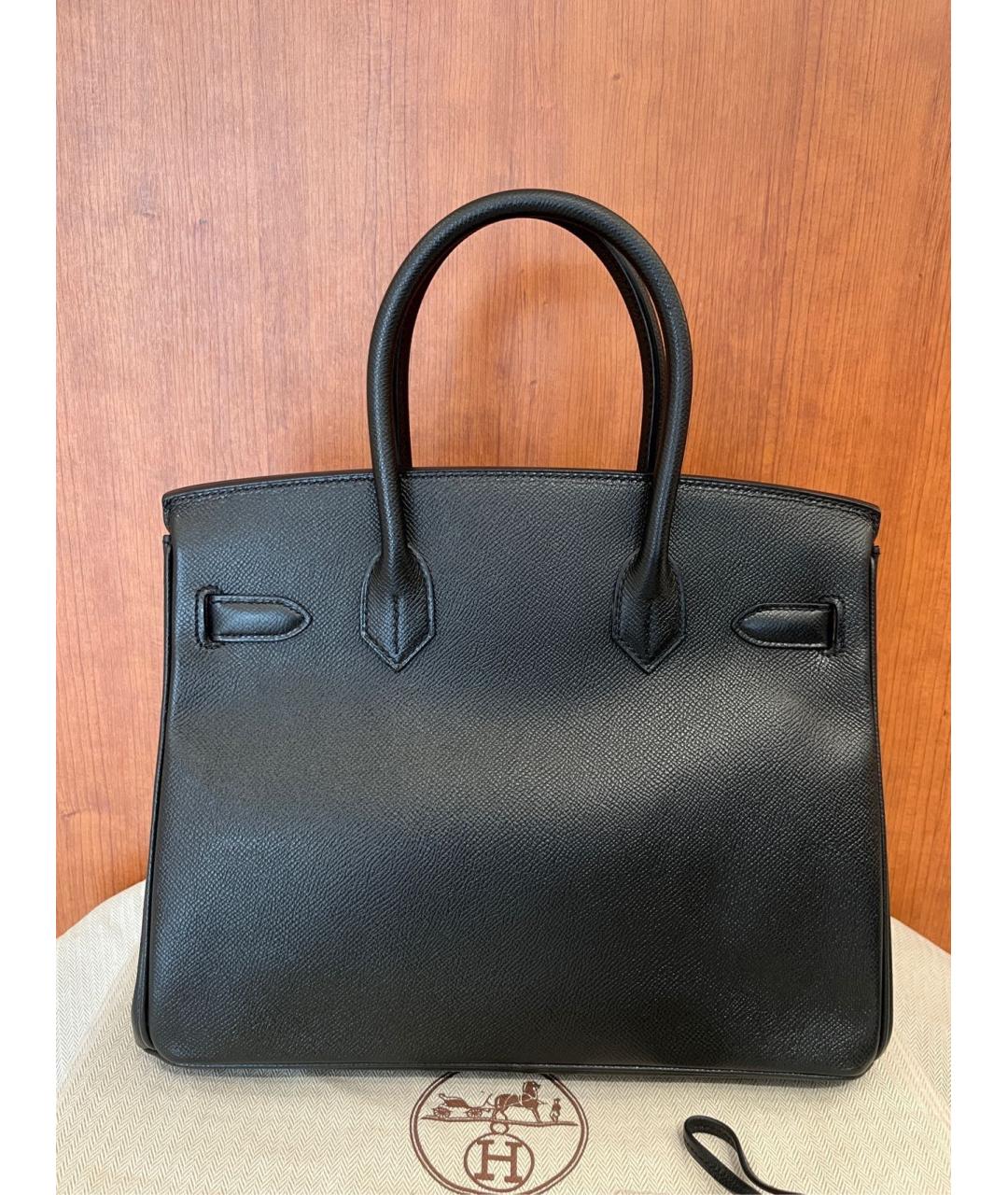 HERMES Черная кожаная сумка с короткими ручками, фото 2