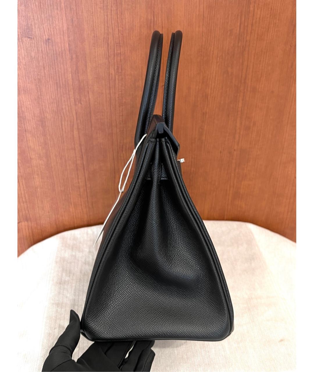 HERMES Черная кожаная сумка с короткими ручками, фото 3