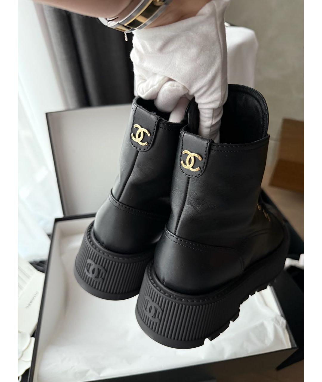 CHANEL Черные кожаные ботинки, фото 4