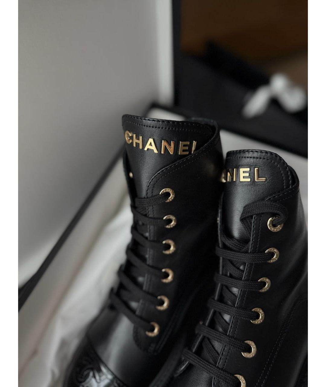 CHANEL Черные кожаные ботинки, фото 6