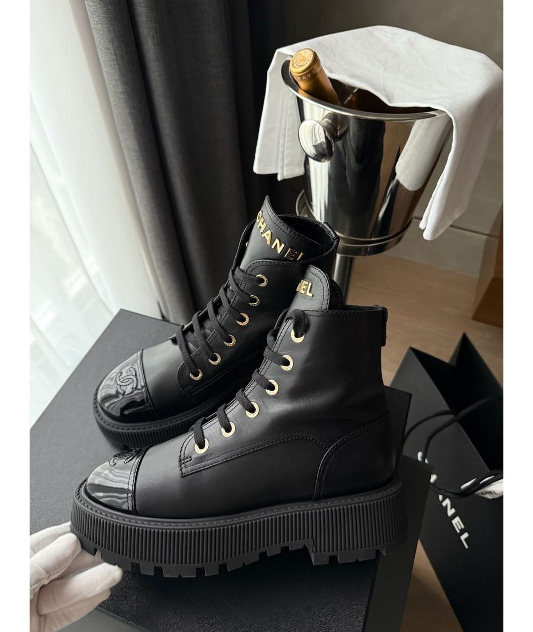 CHANEL Черные кожаные ботинки, фото 9