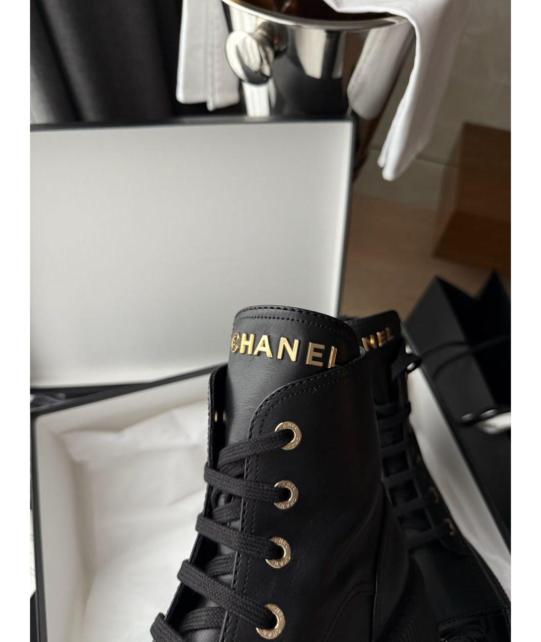CHANEL Черные кожаные ботинки, фото 5