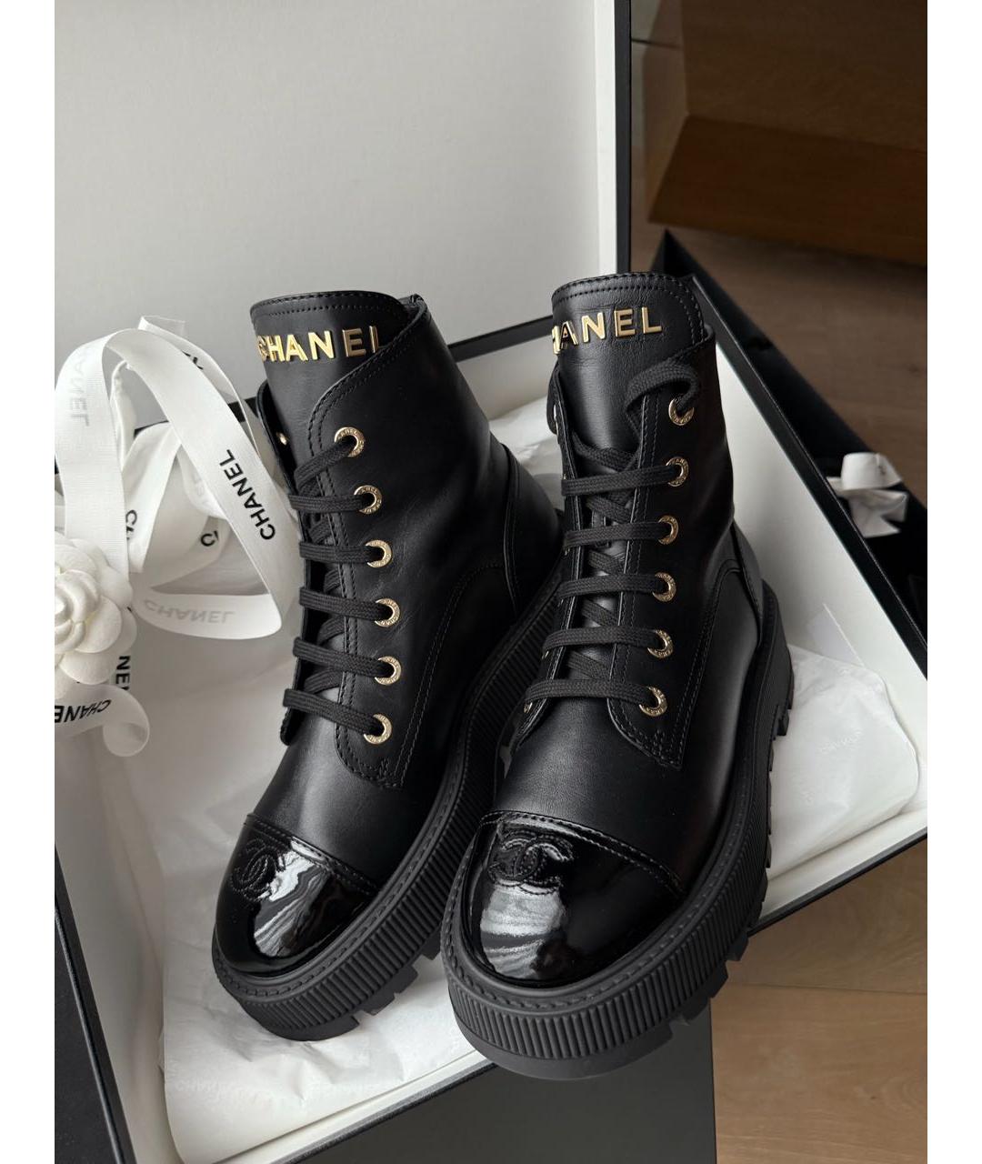 CHANEL Черные кожаные ботинки, фото 3