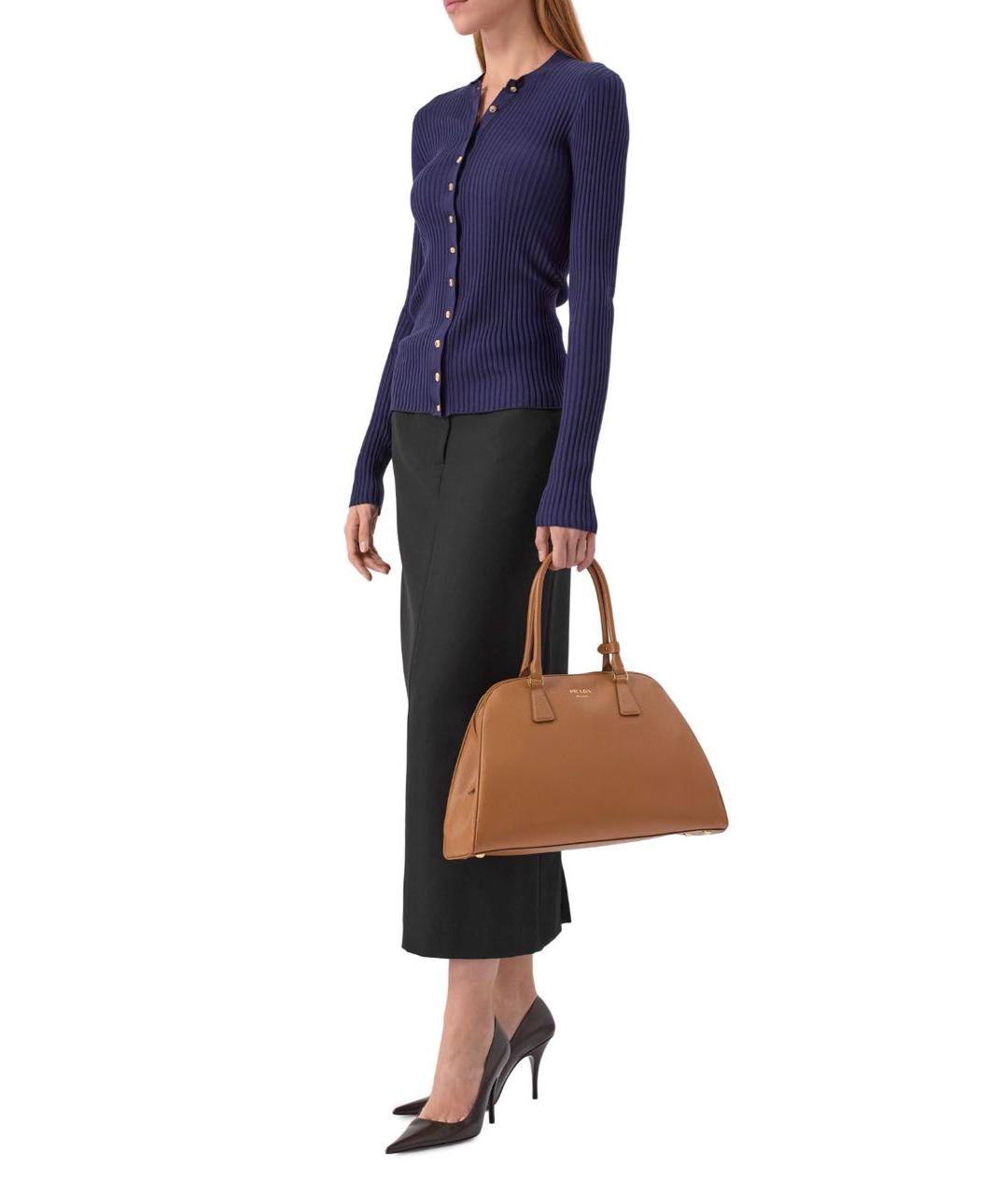 PRADA Коричневая кожаная сумка тоут, фото 4