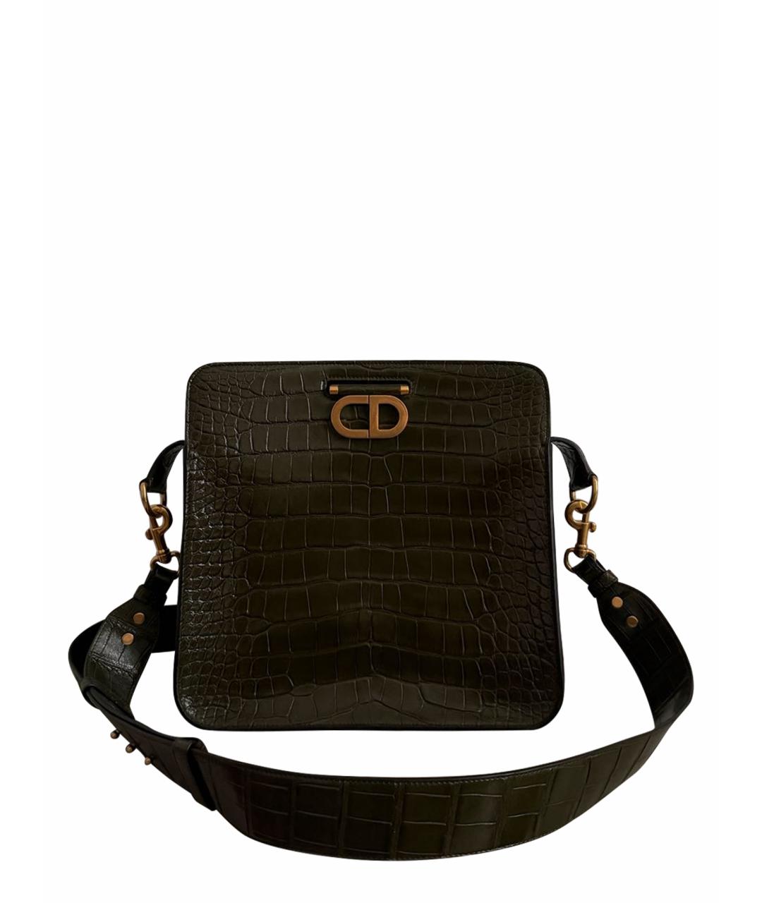 CHRISTIAN DIOR Зеленая кожаная сумка через плечо, фото 1