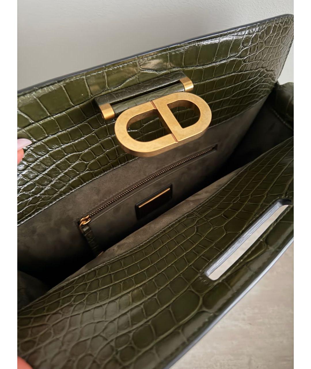 CHRISTIAN DIOR Зеленая кожаная сумка через плечо, фото 4