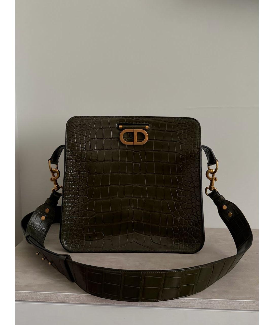 CHRISTIAN DIOR Зеленая кожаная сумка через плечо, фото 5