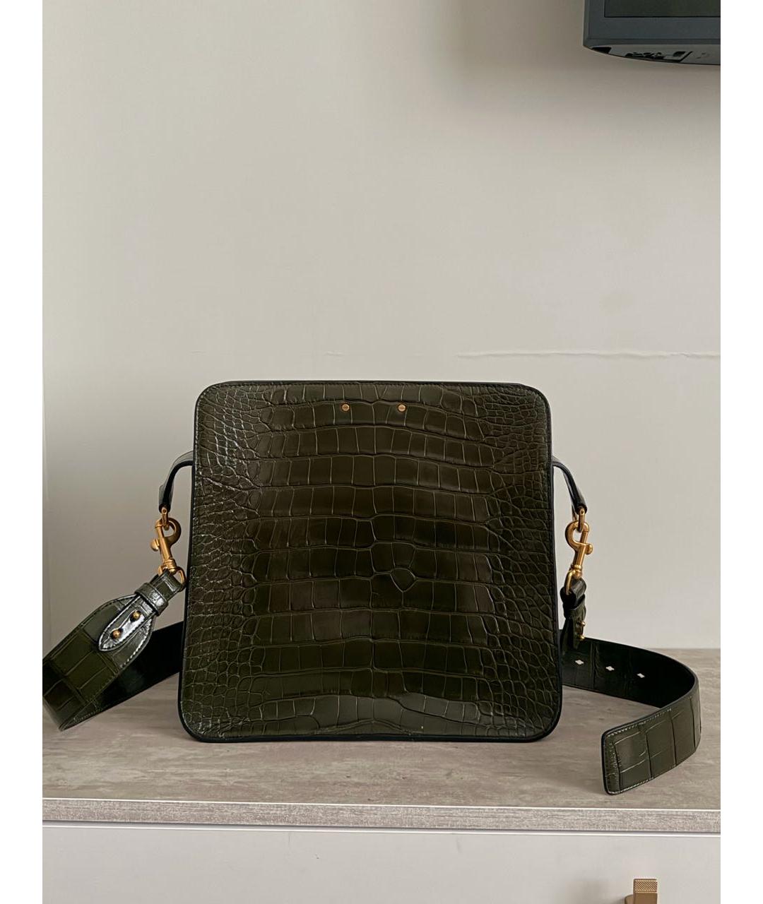 CHRISTIAN DIOR Зеленая кожаная сумка через плечо, фото 3