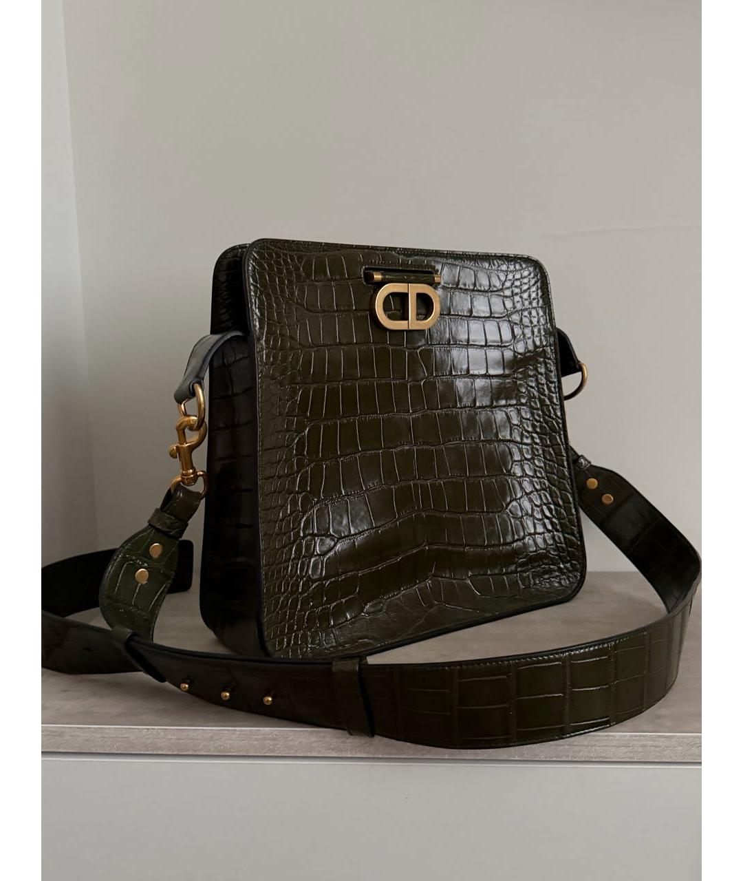 CHRISTIAN DIOR Зеленая кожаная сумка через плечо, фото 2