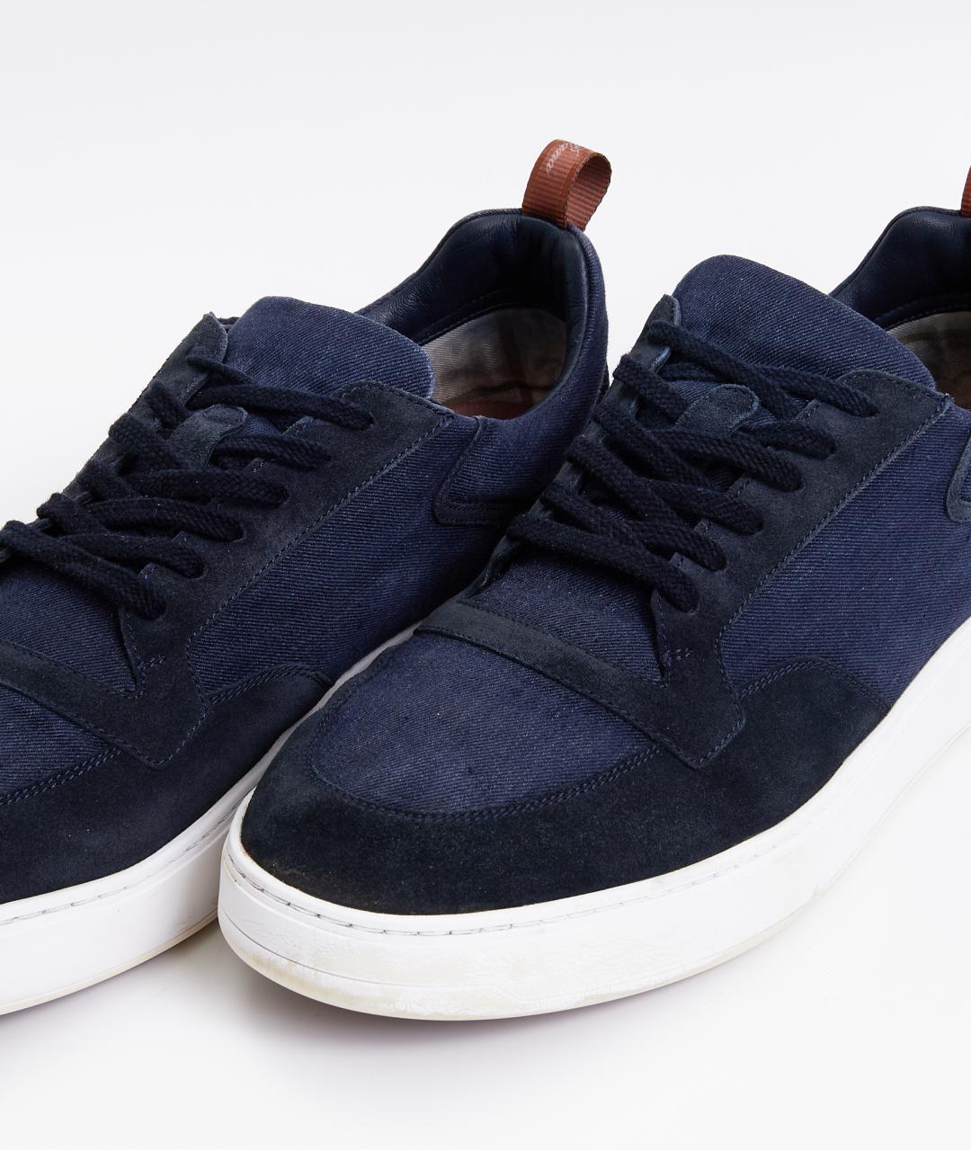 LORO PIANA Темно-синие замшевые низкие кроссовки / кеды, фото 6