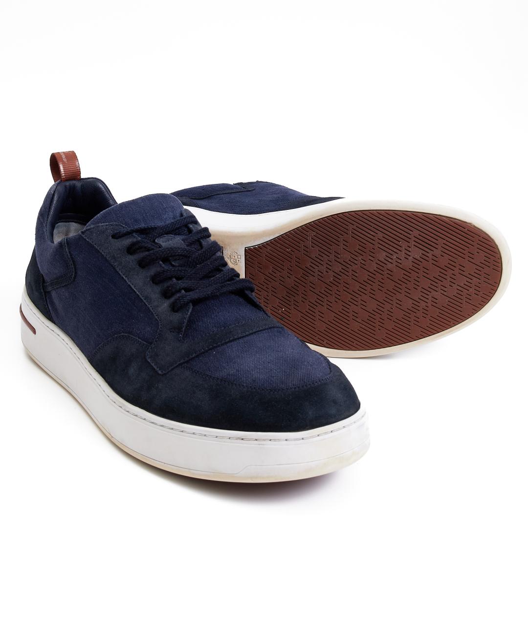 LORO PIANA Темно-синие замшевые низкие кроссовки / кеды, фото 7