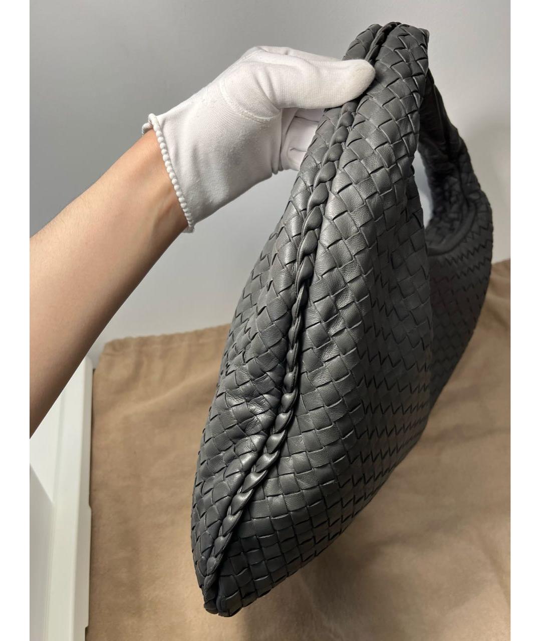 BOTTEGA VENETA Серая кожаная сумка с короткими ручками, фото 8