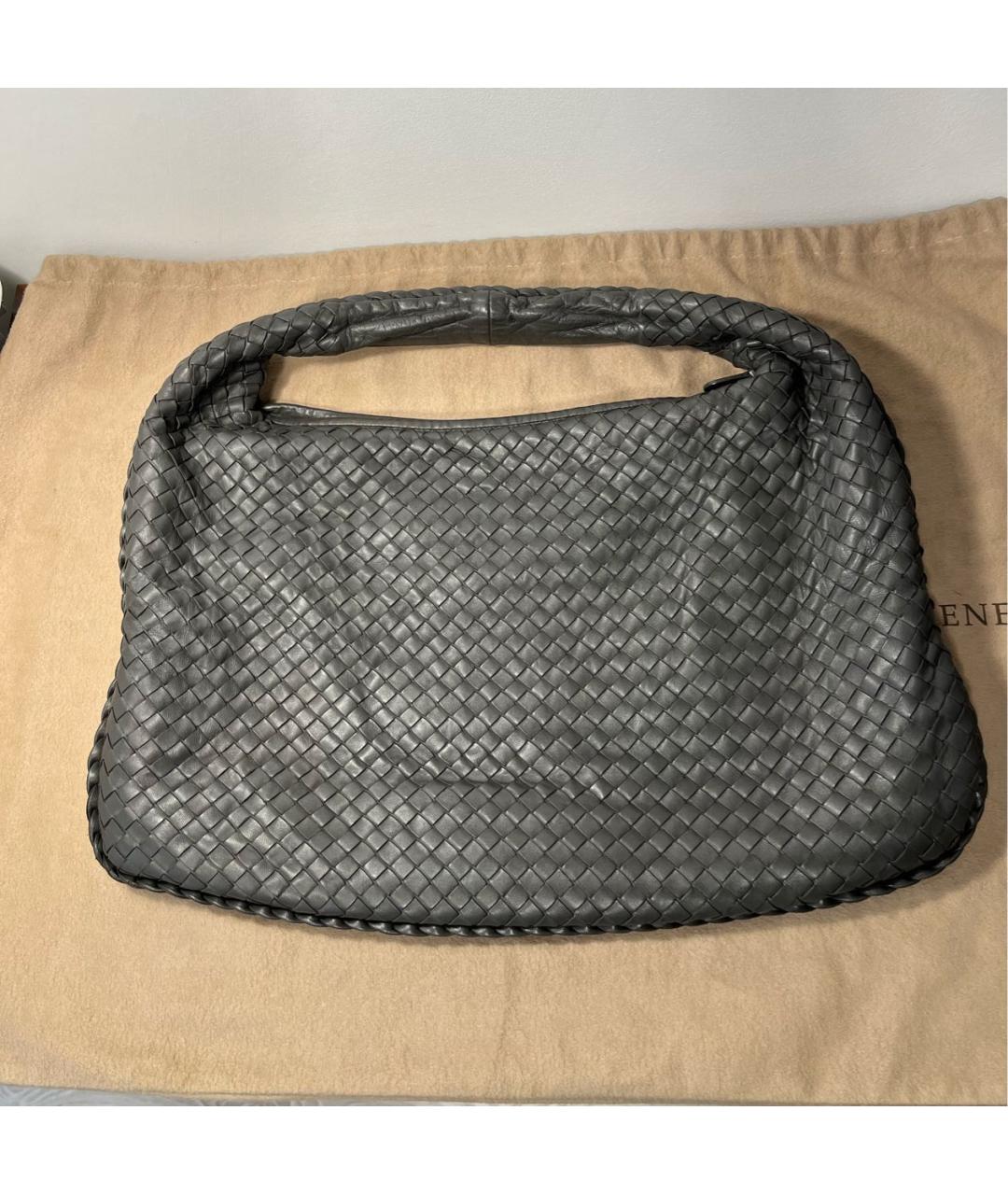 BOTTEGA VENETA Серая кожаная сумка с короткими ручками, фото 6