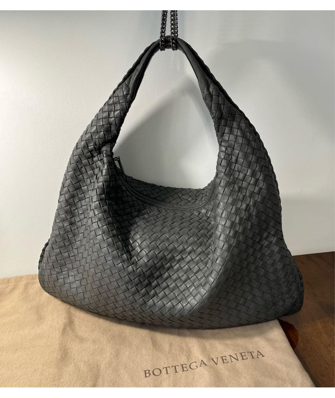 BOTTEGA VENETA Серая кожаная сумка с короткими ручками, фото 2