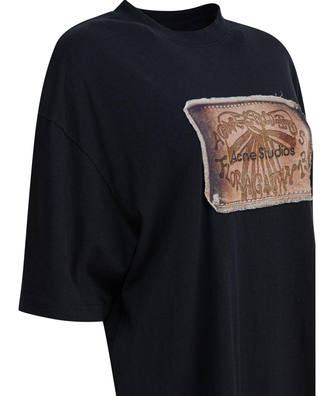 ACNE STUDIOS Черная хлопковая футболка, фото 3