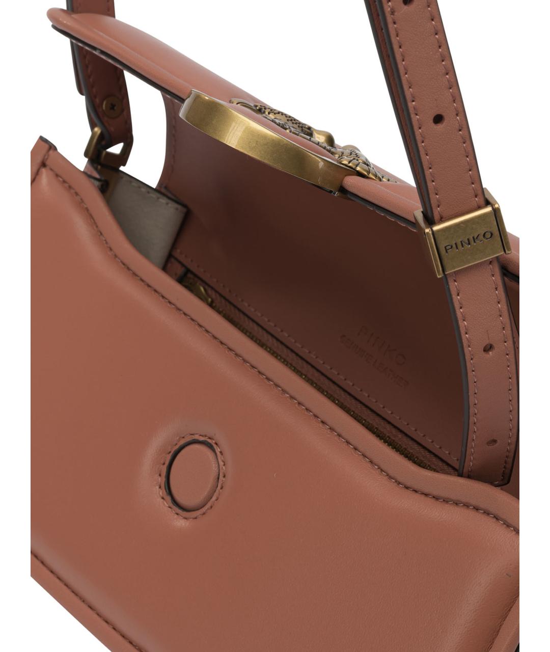 PINKO Коричневая кожаная сумка через плечо, фото 5