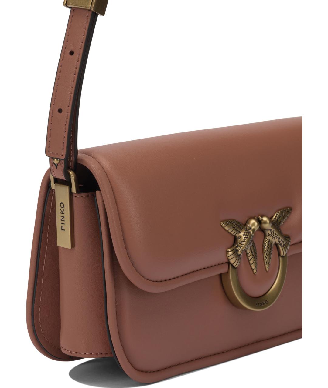 PINKO Коричневая кожаная сумка через плечо, фото 4
