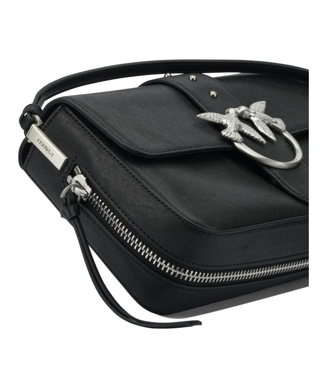 PINKO Черная кожаная сумка через плечо, фото 4