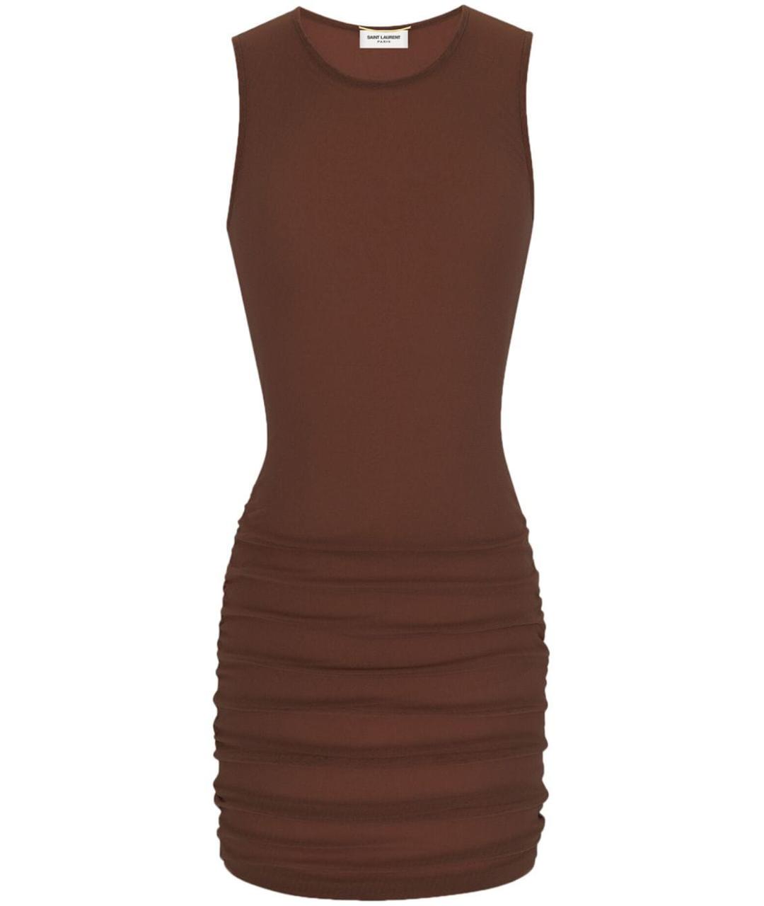 SAINT LAURENT Коричневое полиамидовое повседневное платье, фото 1