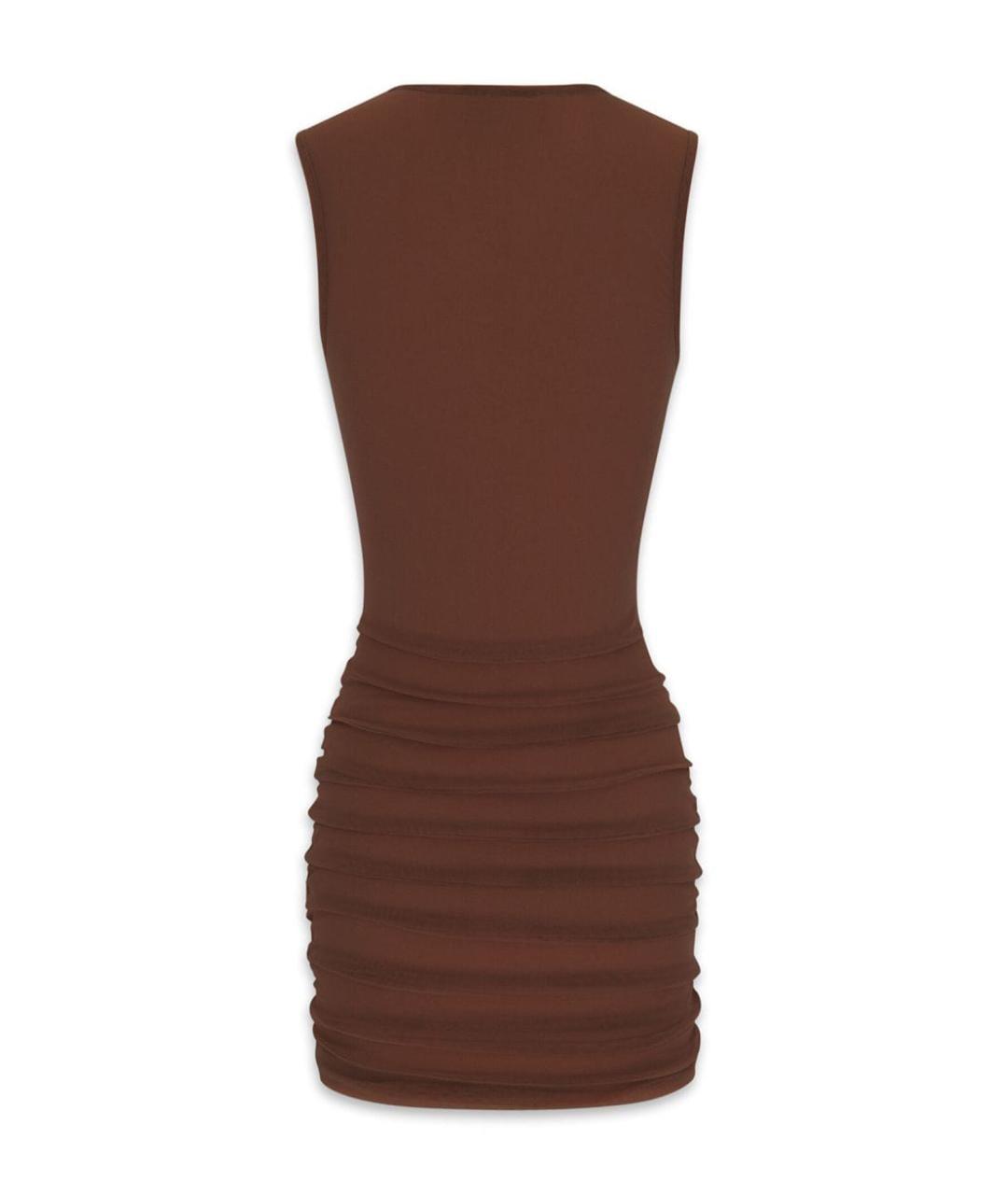 SAINT LAURENT Коричневое полиамидовое повседневное платье, фото 2
