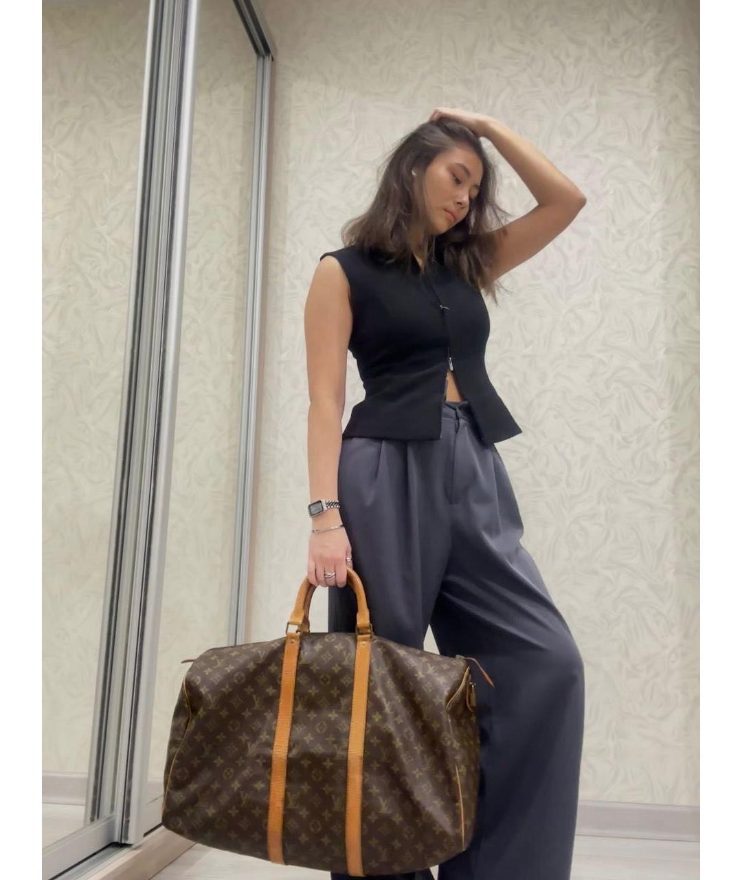 LOUIS VUITTON Коричневая кожаная дорожная/спортивная сумка, фото 8